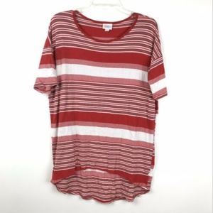 LuLaRoe Irma Striped Stretch High Low Blouse Top